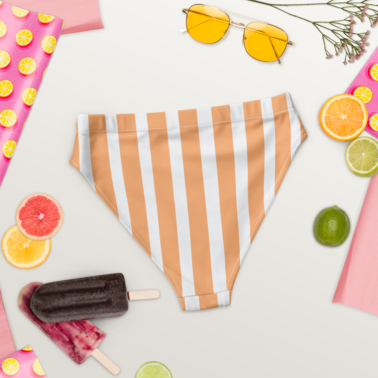 Creamsicle Lines Recycled High-Waisted Bikini Bottom