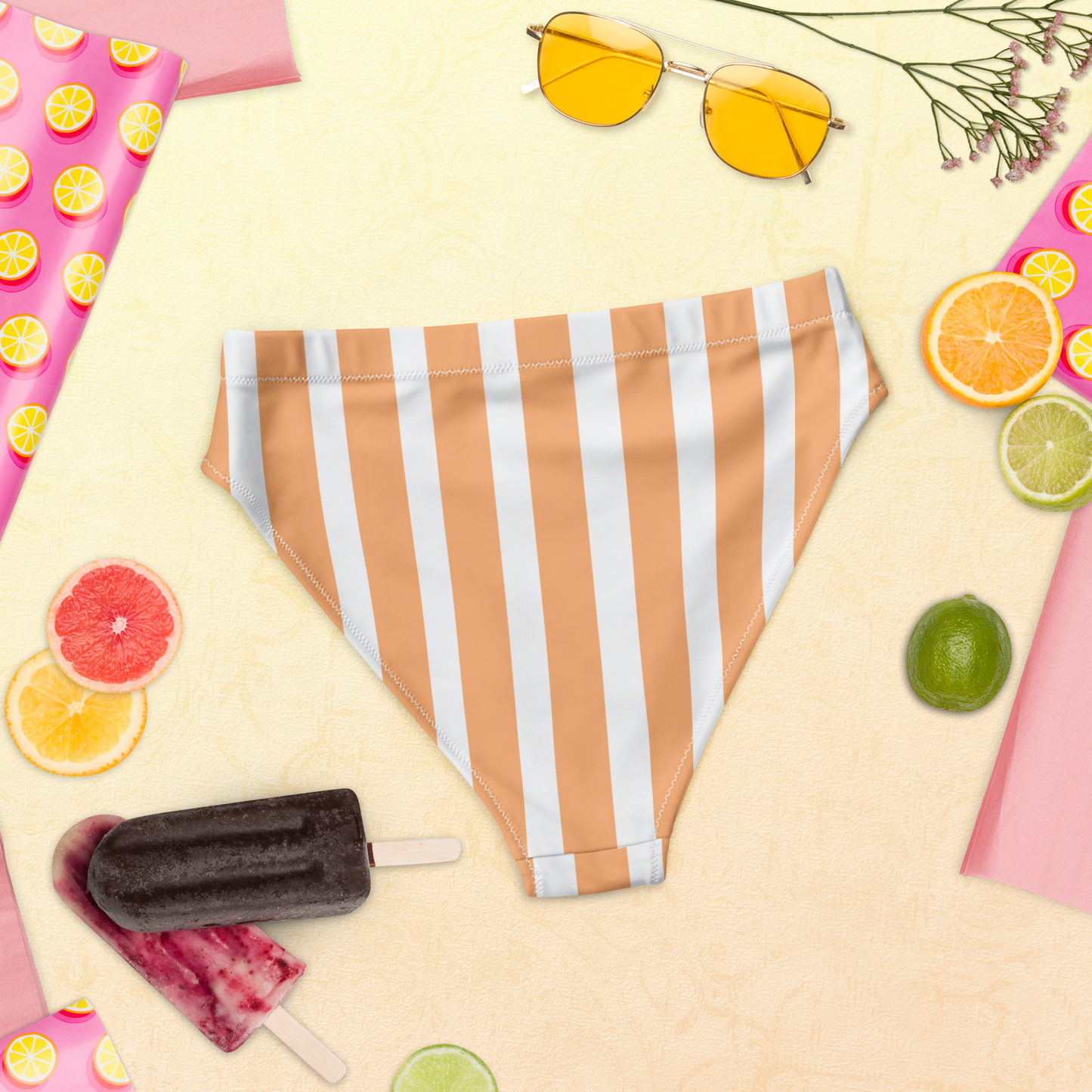 Creamsicle Lines Recycled High-Waisted Bikini Bottom