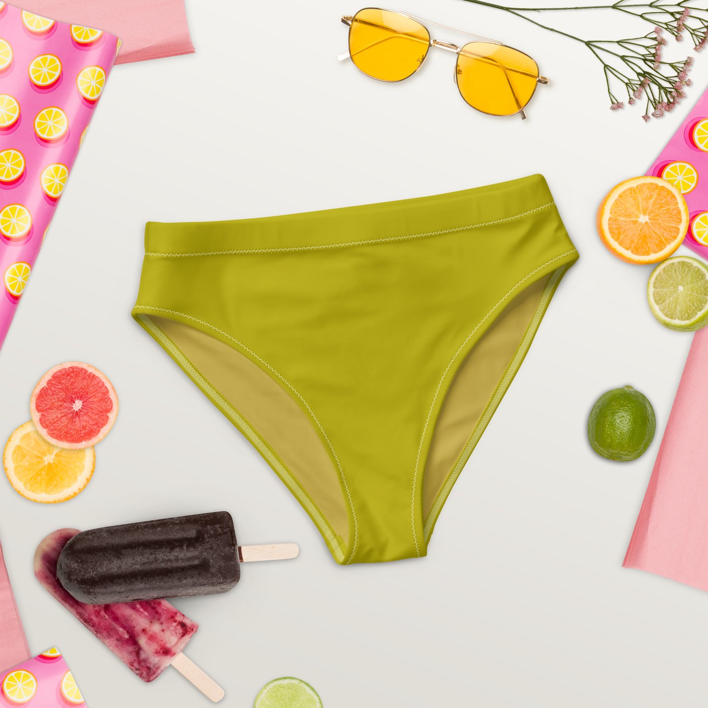 Dijon Mustard Recycled High-Waisted Bikini Bottom