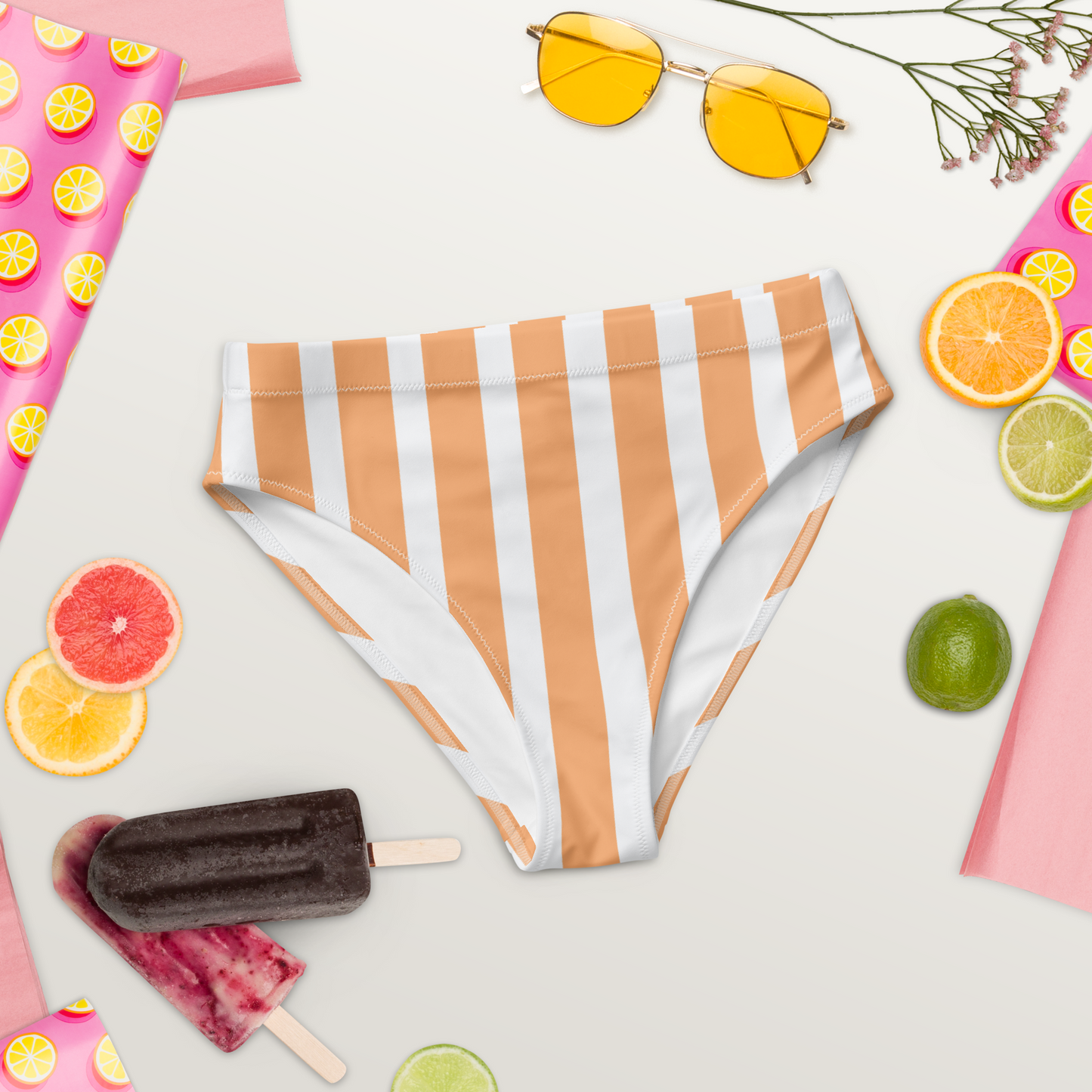 Creamsicle Lines Recycled High-Waisted Bikini Bottom