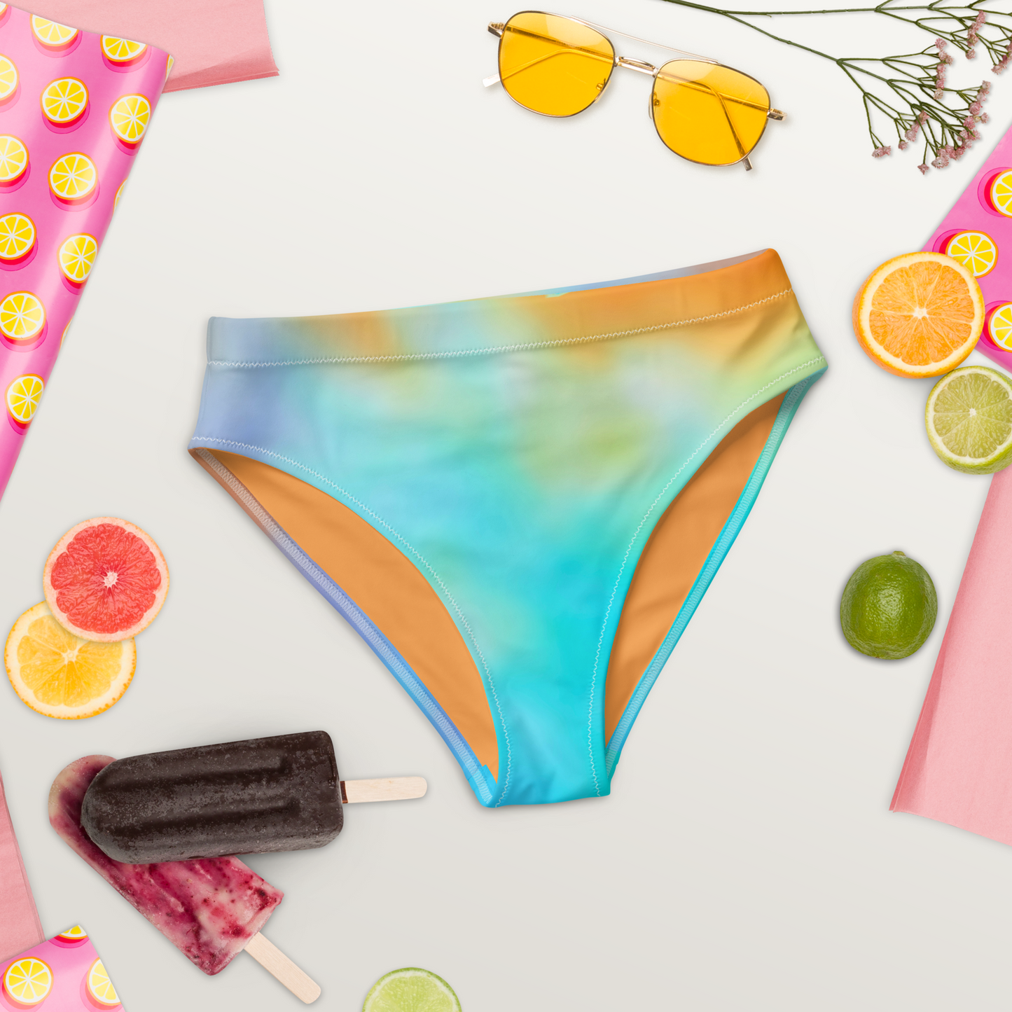 Secondary Colours Tie-dye Print Recycled High-Waisted Bikini Bottom