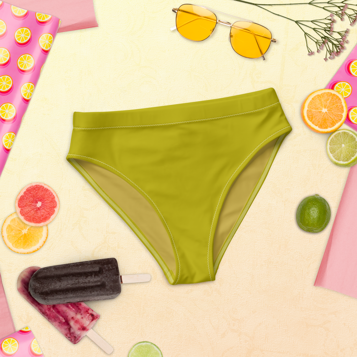 Dijon Mustard Recycled High-Waisted Bikini Bottom