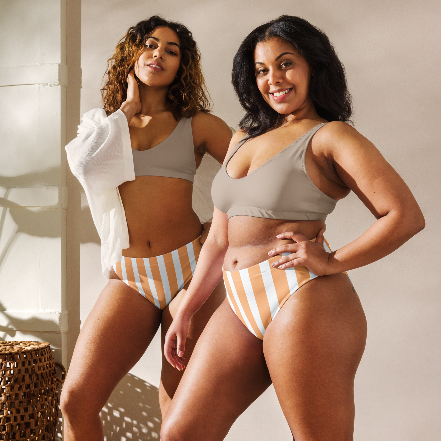 Creamsicle Lines Recycled High-Waisted Bikini Bottom