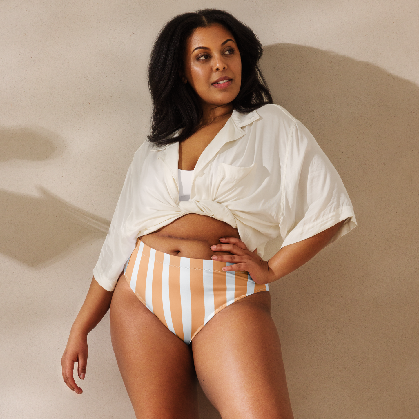 Creamsicle Lines Recycled High-Waisted Bikini Bottom