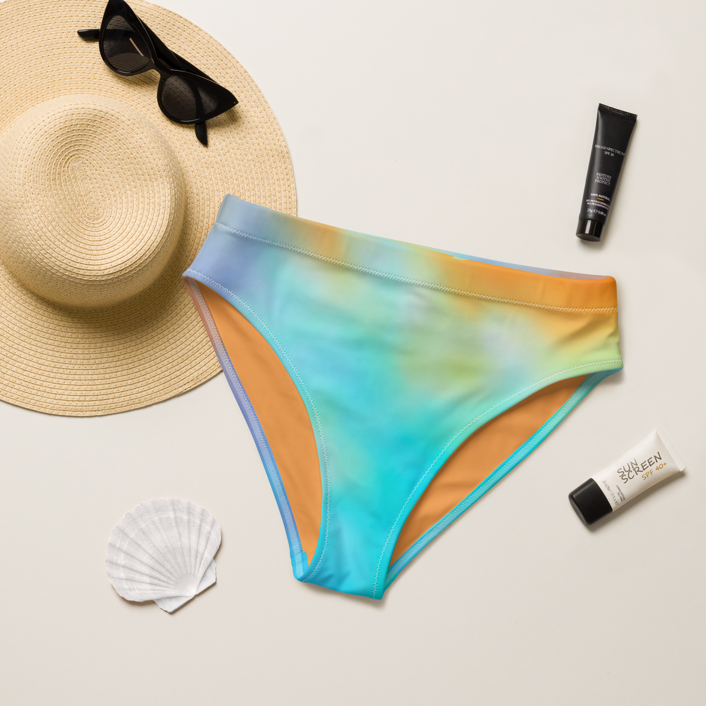 Secondary Colours Tie-dye Print Recycled High-Waisted Bikini Bottom