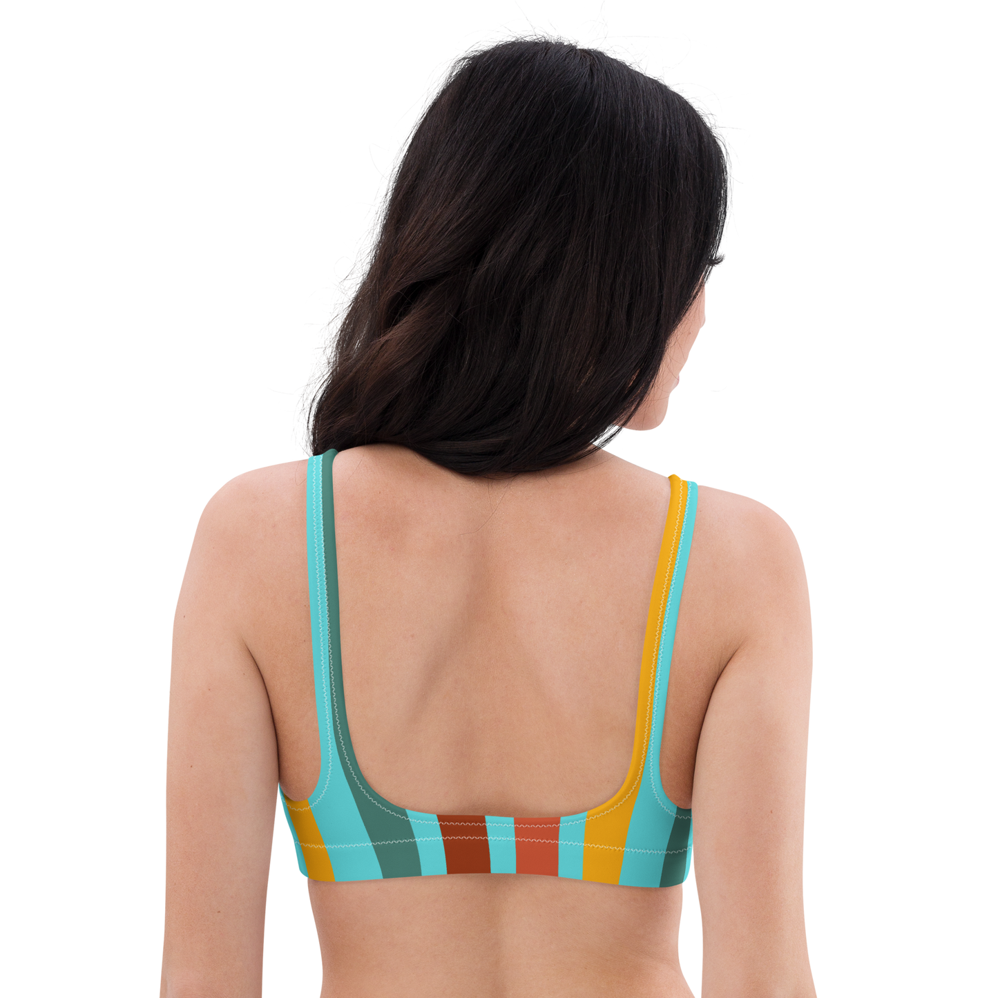 Turquoise Funk Lines Recycled Padded Bikini Top