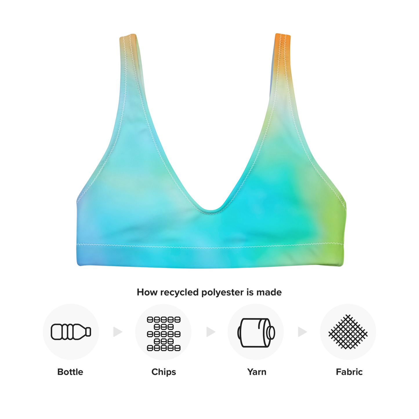 Secondary Colours Tie-dye Print Recycled Padded Bikini Top