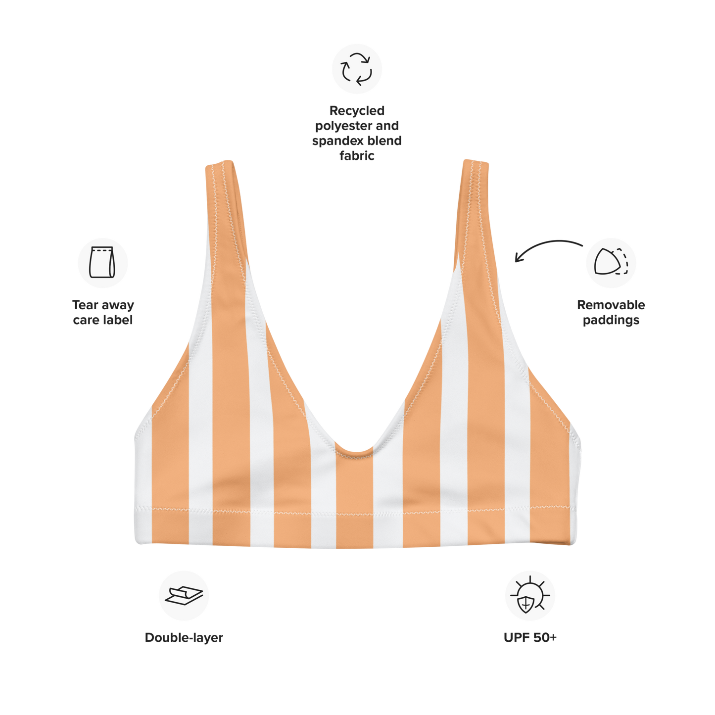 Creamsicle Lines Recycled Padded Bikini Top