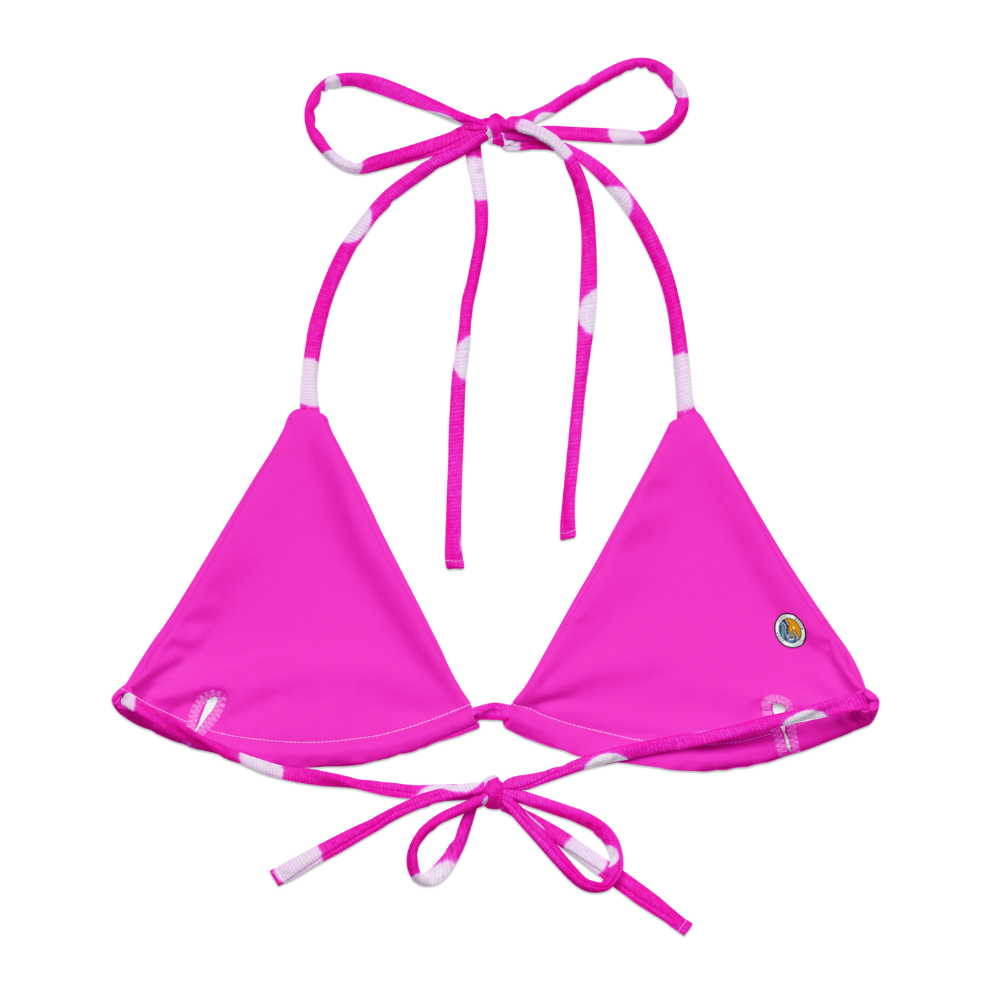 Pink Polka Dot Recycled String Bikini Top