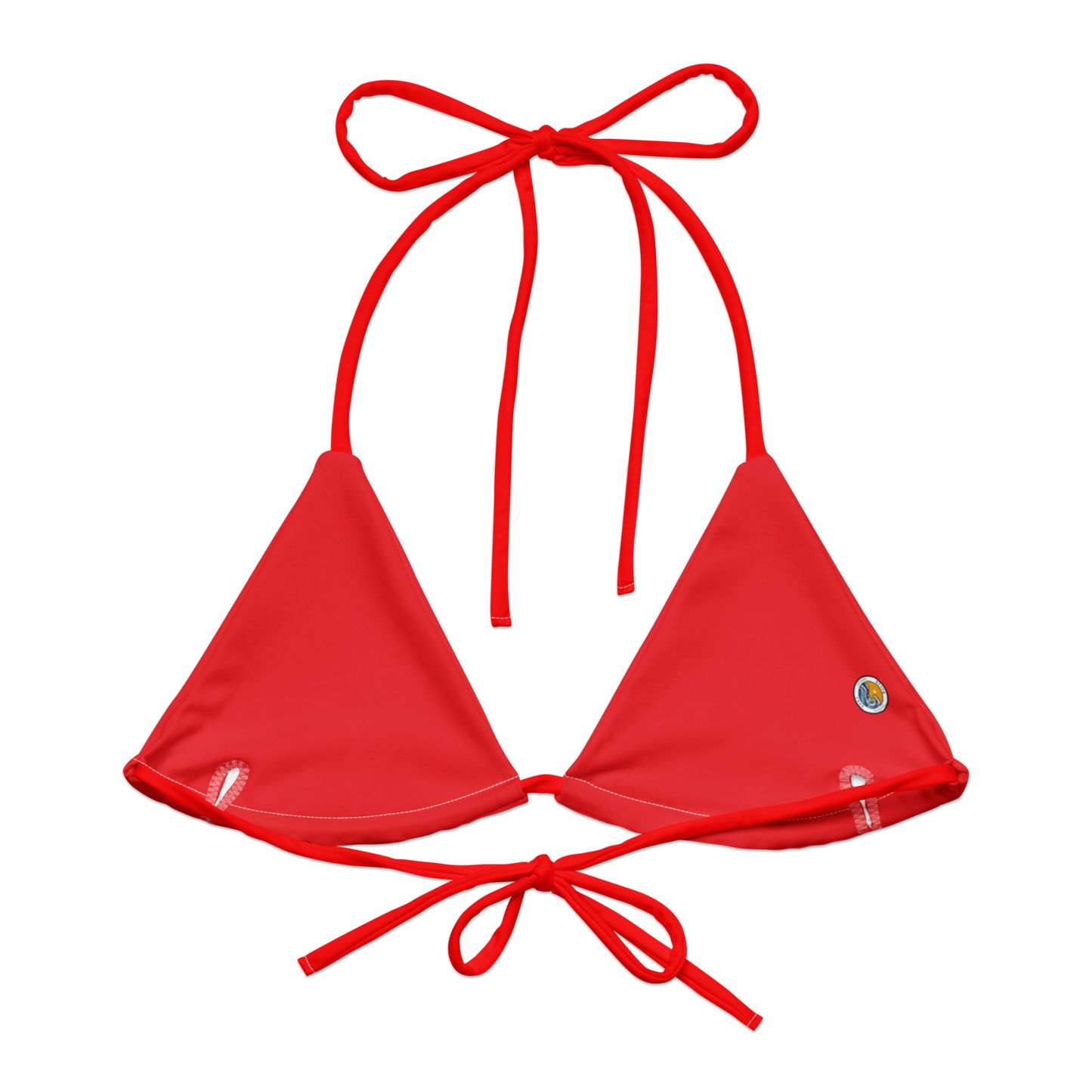 Lifeguard Red Print Recycled String Bikini Top