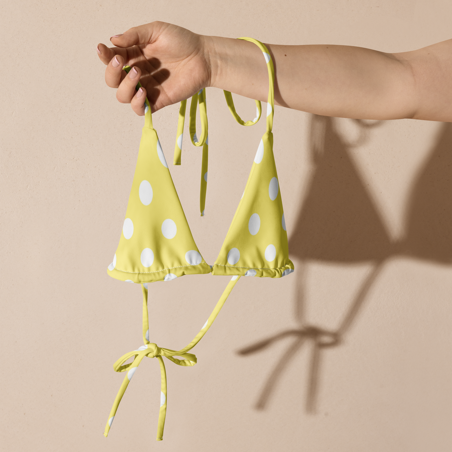 Yellow Polka Dot Recycled String Bikini Top