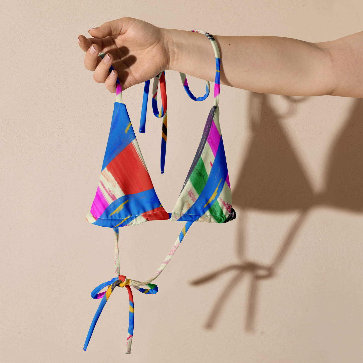 Colourful Print Recycled String Bikini Top