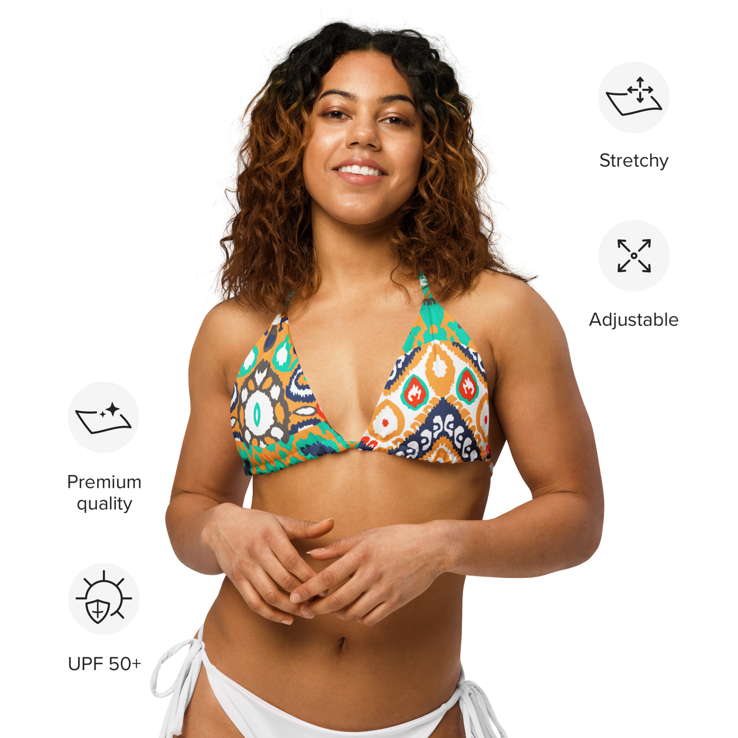 Navajo Pattern Recycled String Bikini Top