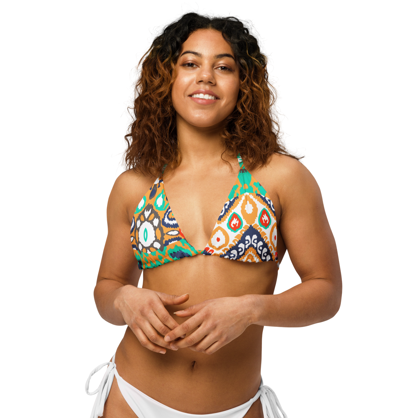 Navajo Pattern Recycled String Bikini Top