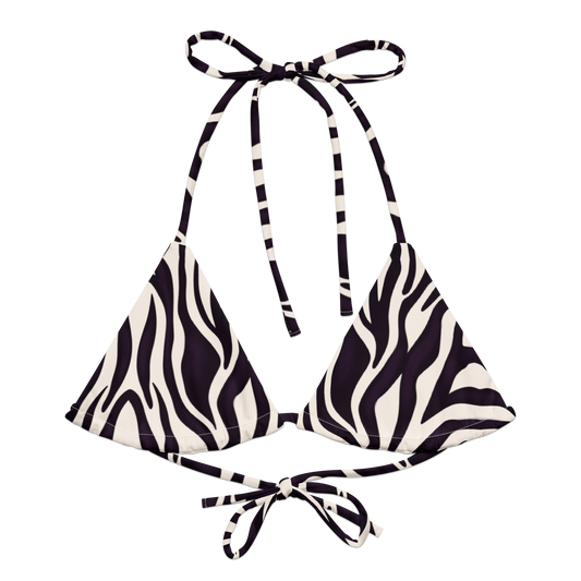 Zebra Print Recycled String Bikini Top