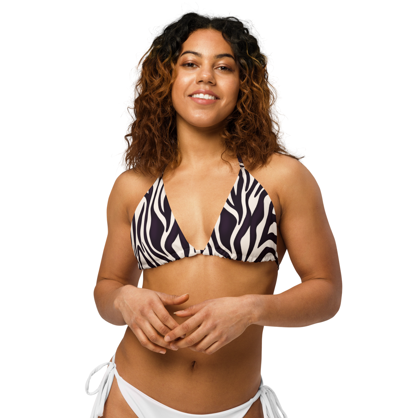 Zebra Print Recycled String Bikini Top