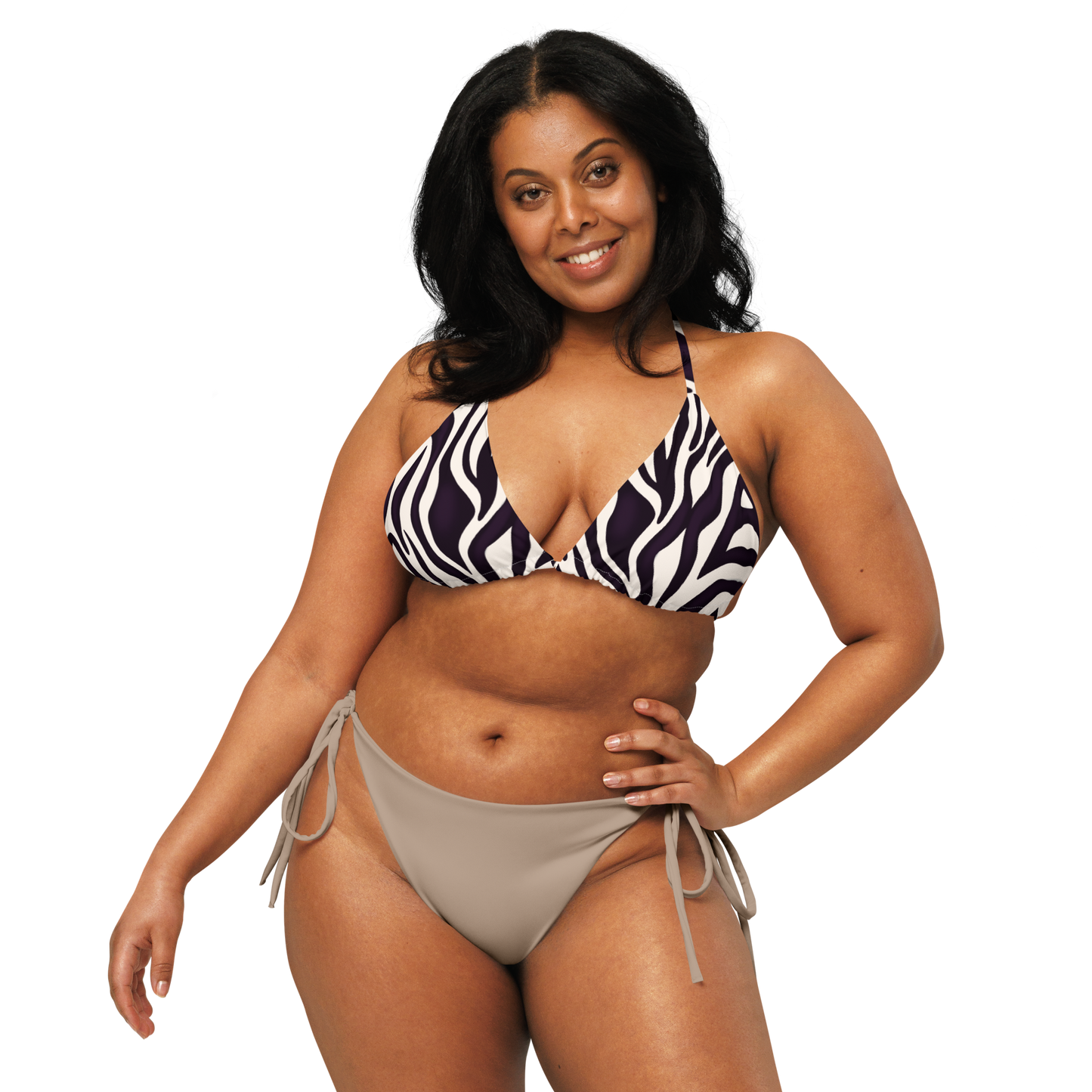 Zebra Print Recycled String Bikini Top