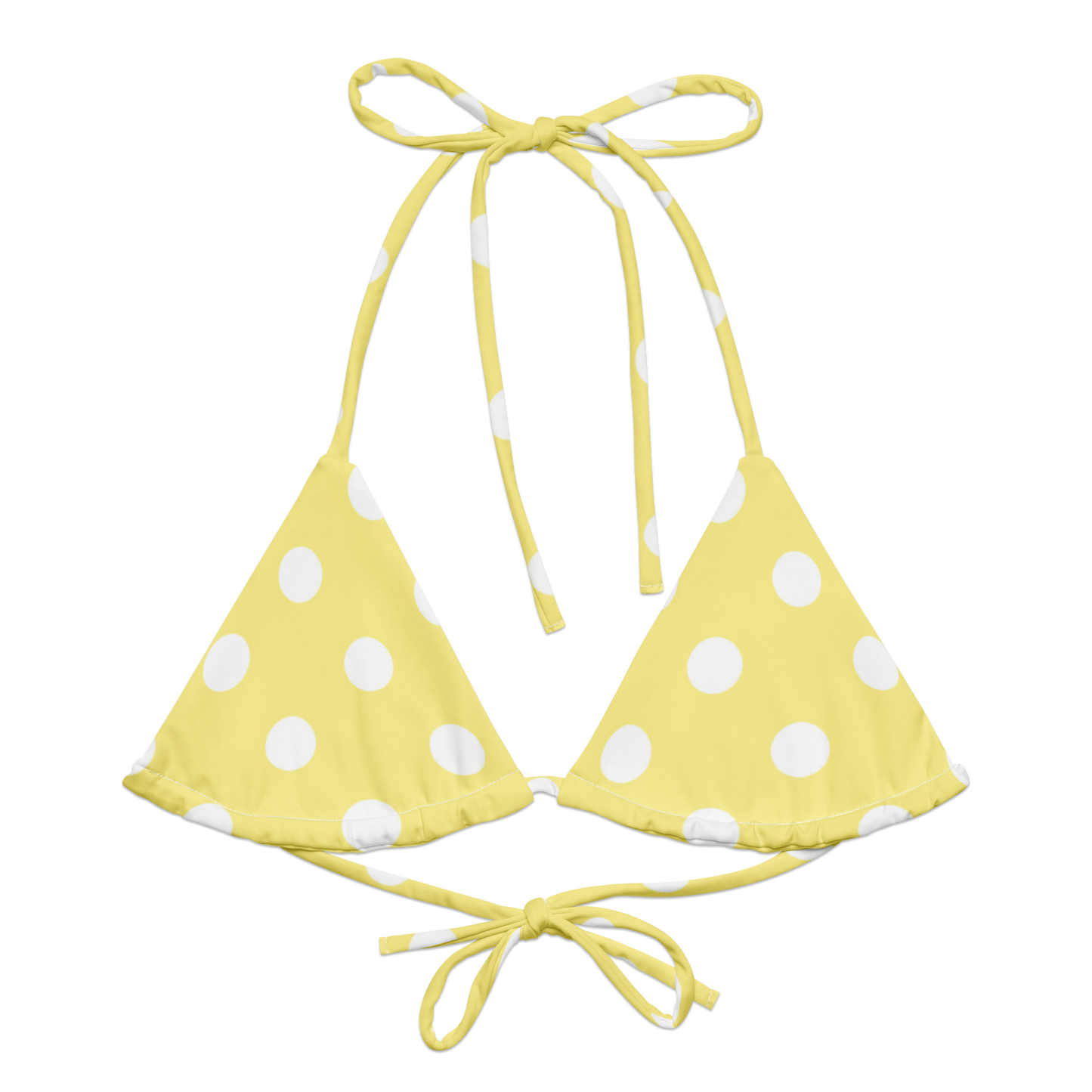 Yellow Polka Dot Recycled String Bikini Top