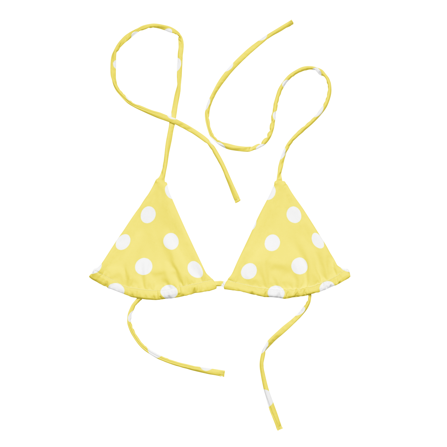 Yellow Polka Dot Recycled String Bikini Top