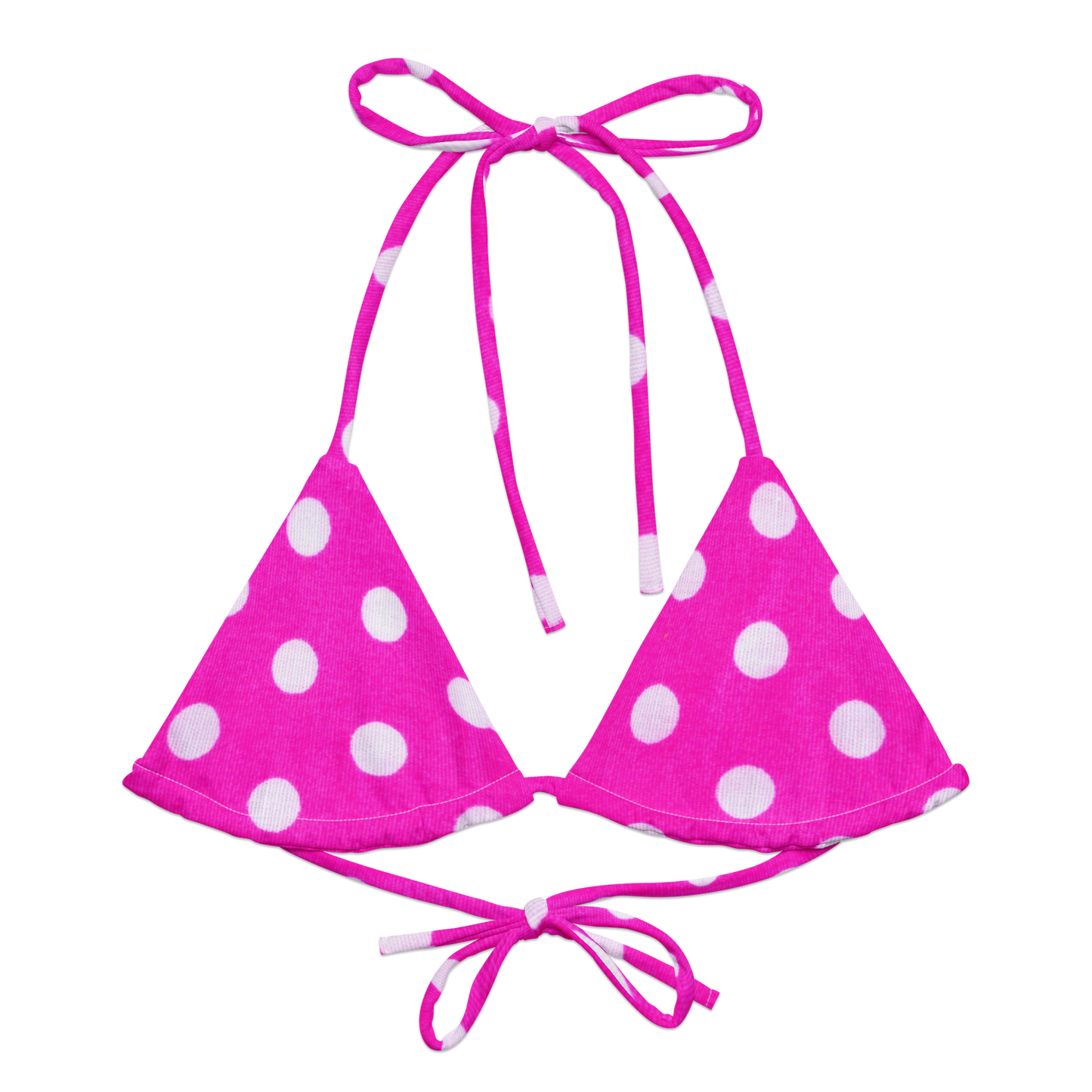 Pink Polka Dot Recycled String Bikini Top