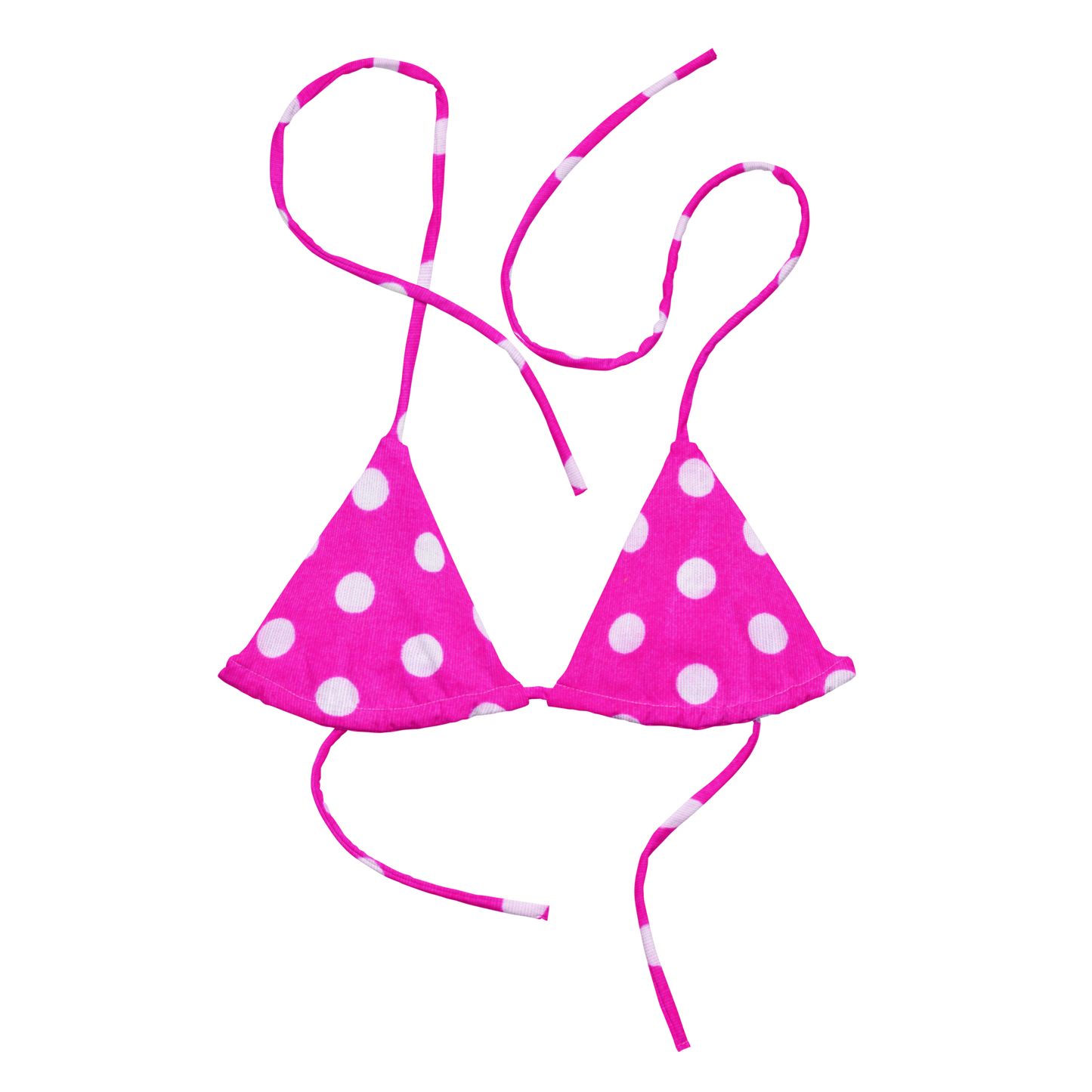 Pink Polka Dot Recycled String Bikini Top