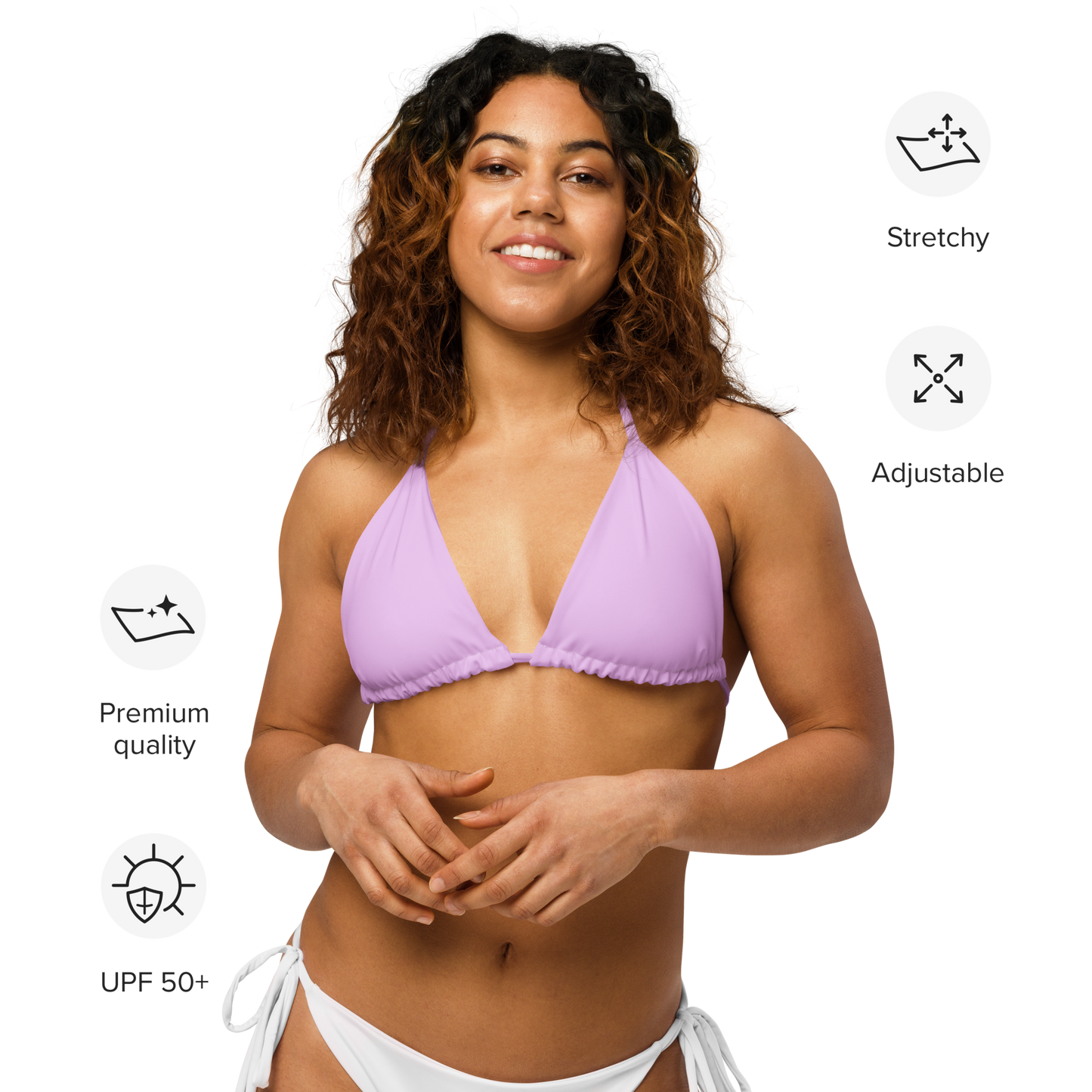 Lilac Print Recycled String Bikini Top