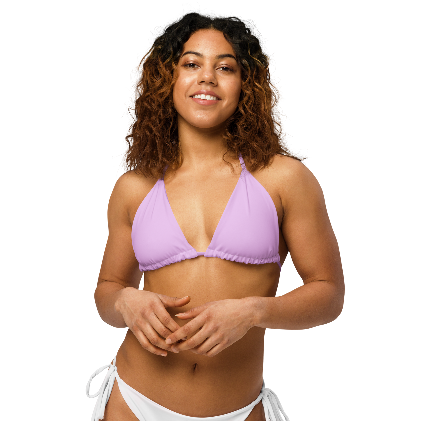 Lilac Print Recycled String Bikini Top