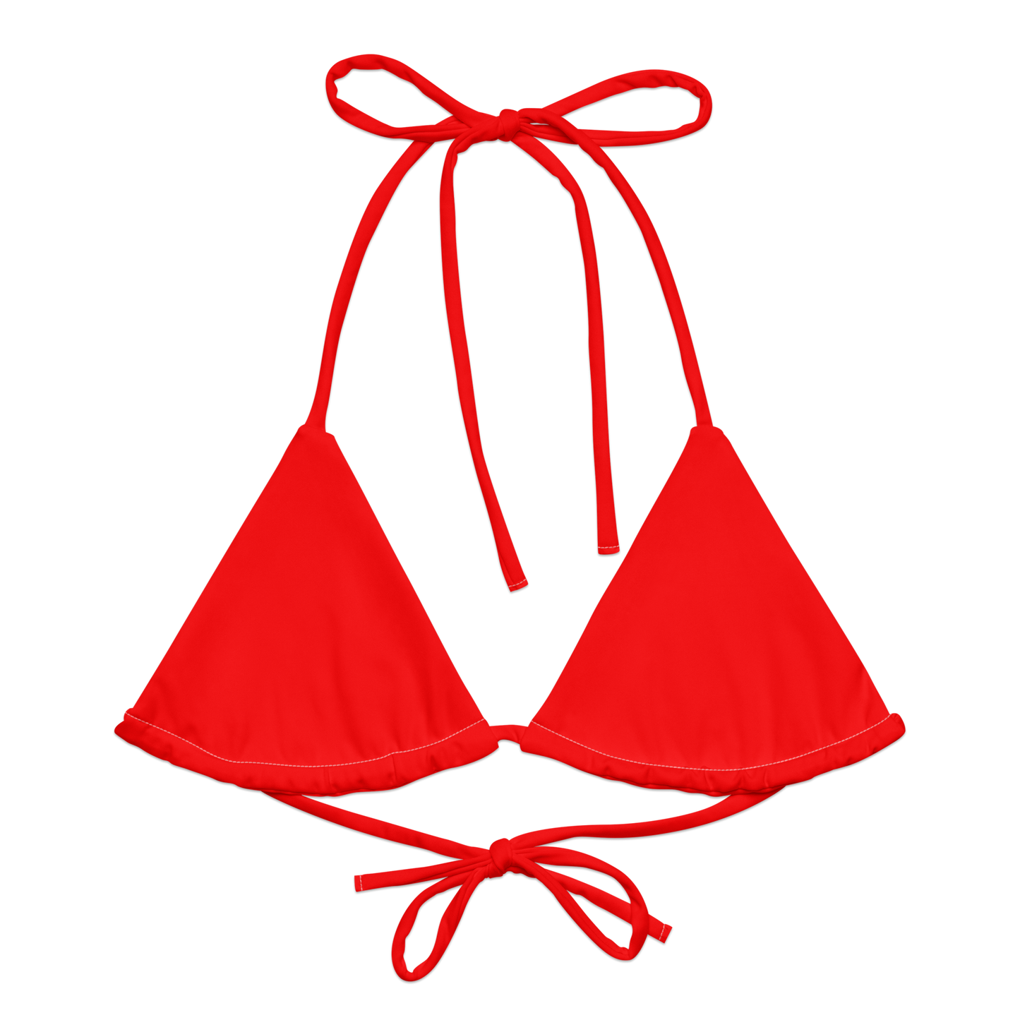 Lifeguard Red Print Recycled String Bikini Top