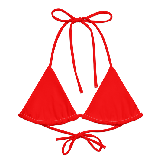 Haut de bikini string recyclé imprimé rouge Lifeguard