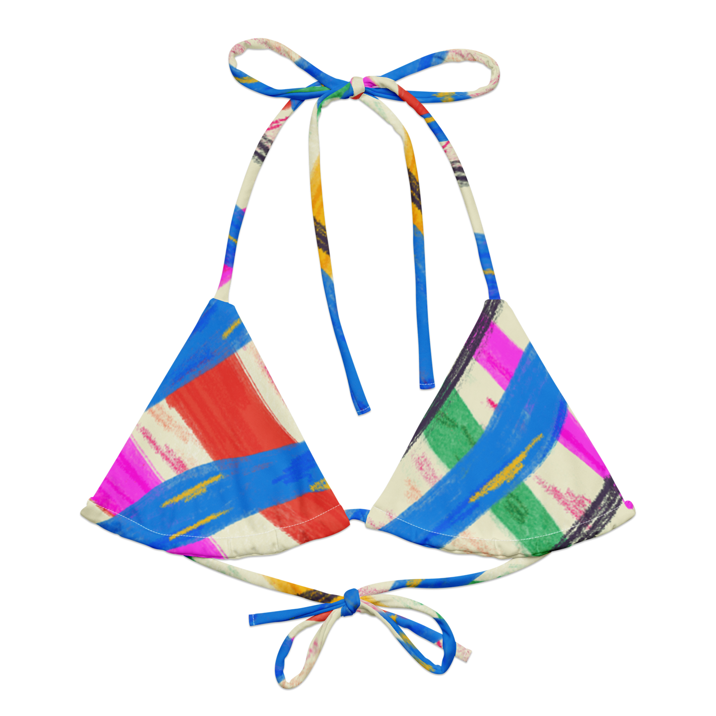 Colourful Print Recycled String Bikini Top