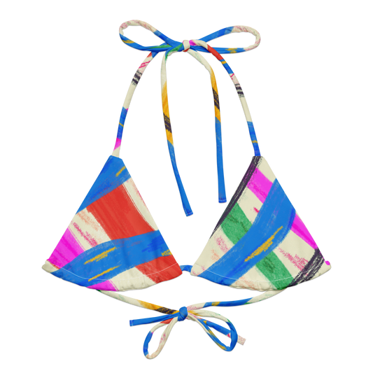 Haut de bikini en string recyclé à imprimé coloré