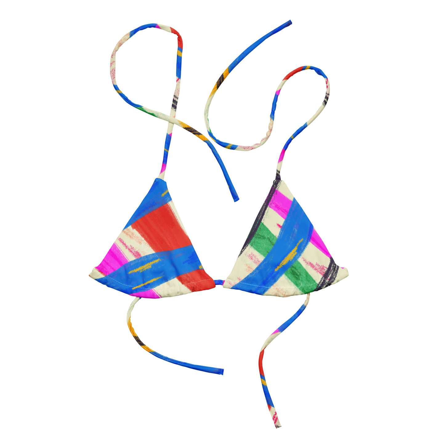 Colourful Print Recycled String Bikini Top