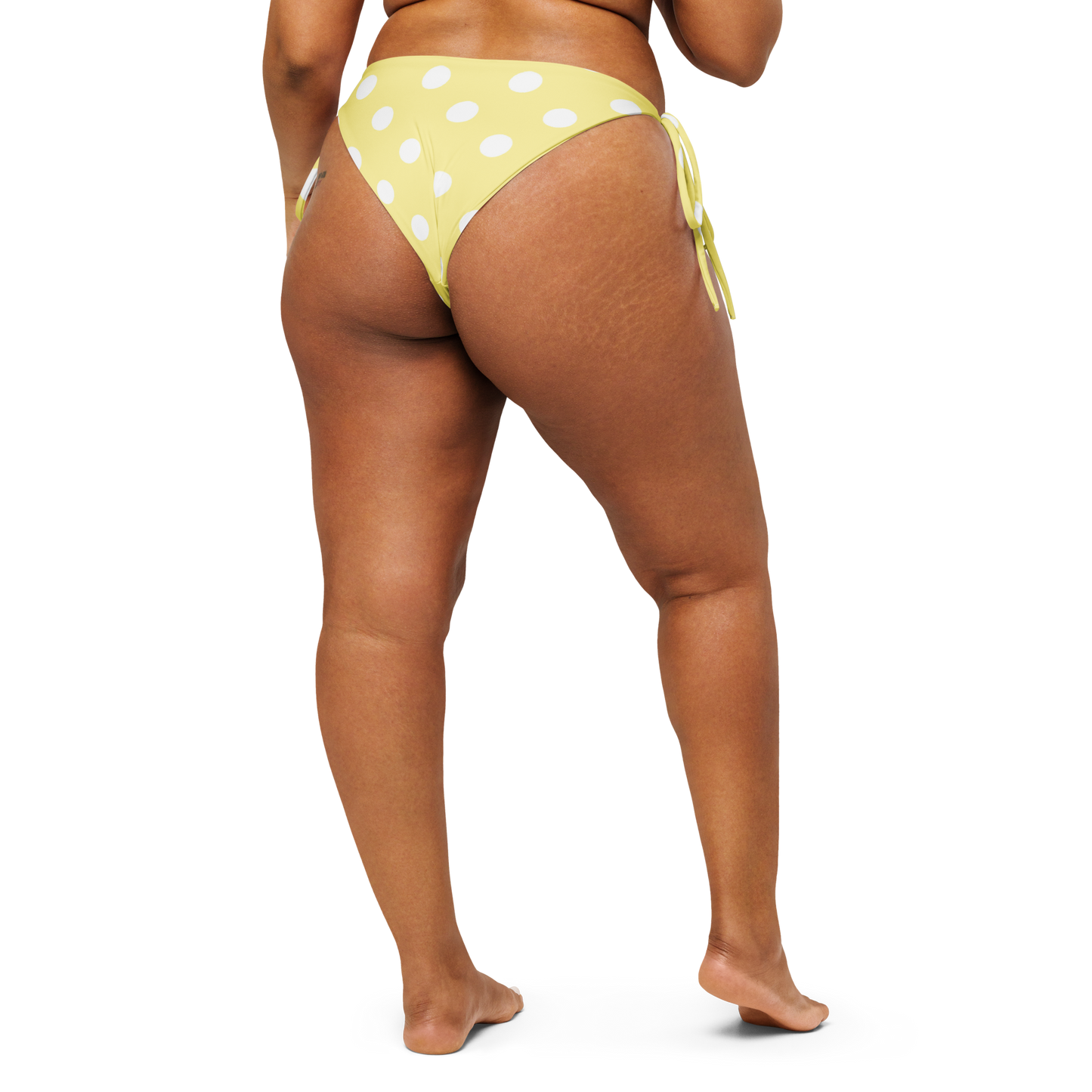 Yellow Polka Dot Recycled String Bikini Bottom