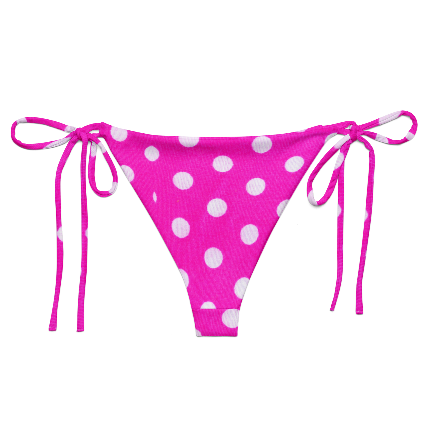 Pink Polka Dot Recycled String Bikini Bottom