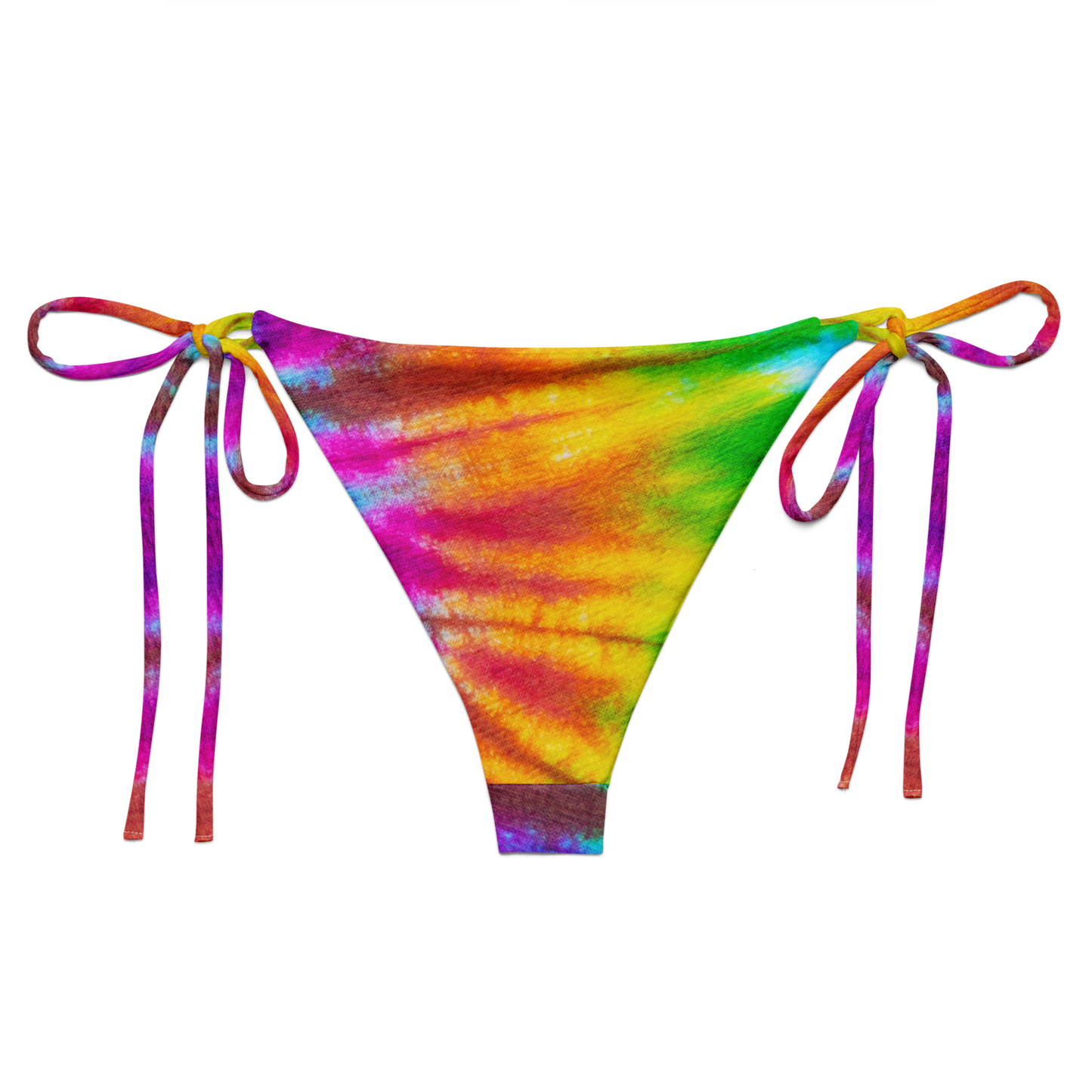 Rainbow Tie-dye Print Recycled String Bikini Bottom