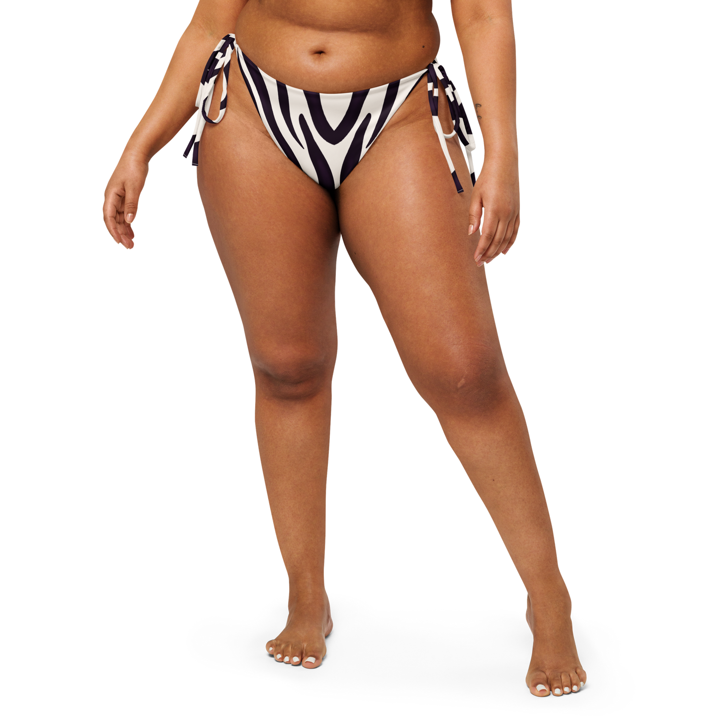 Zebra Print Recycled String Bikini Bottom