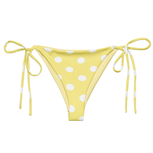 Bas de bikini string recyclé à pois jaunes