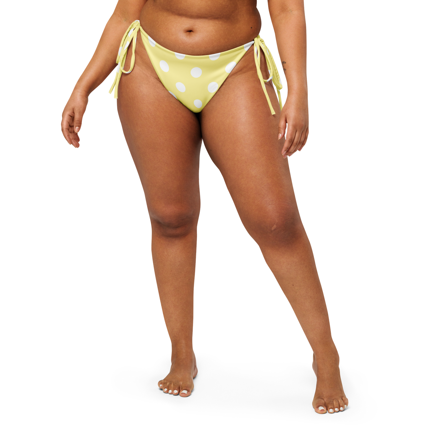 Yellow Polka Dot Recycled String Bikini Bottom