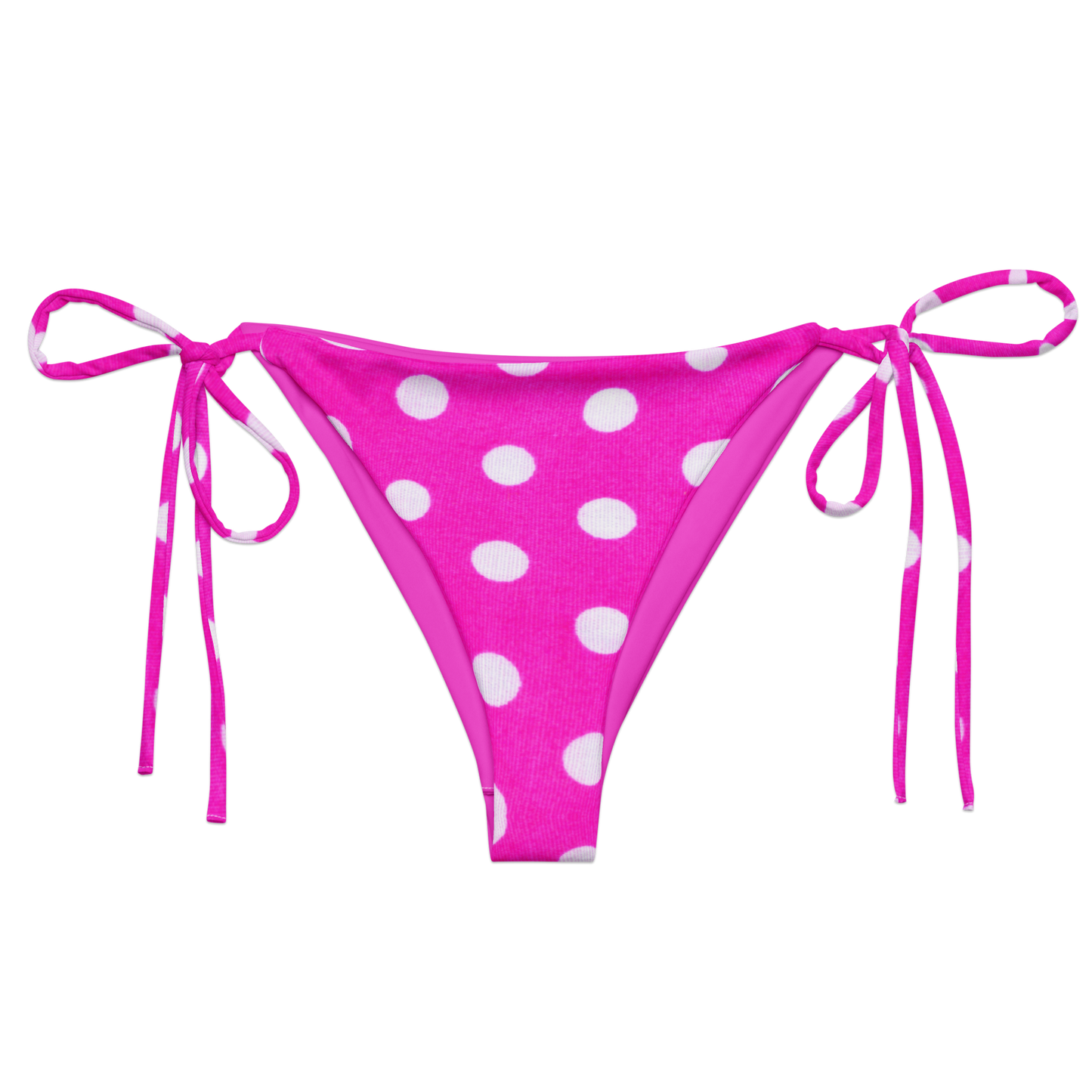 Pink Polka Dot Recycled String Bikini Bottom