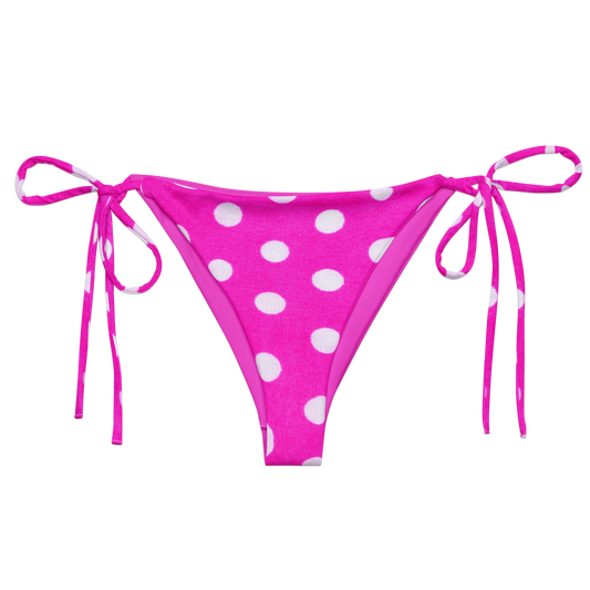 Pink Polka Dot Recycled String Bikini Bottom