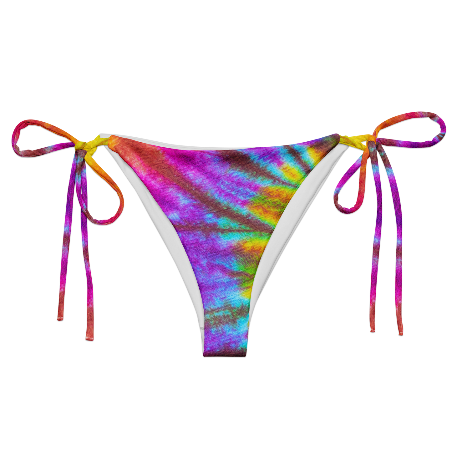 Rainbow Tie-dye Print Recycled String Bikini Bottom