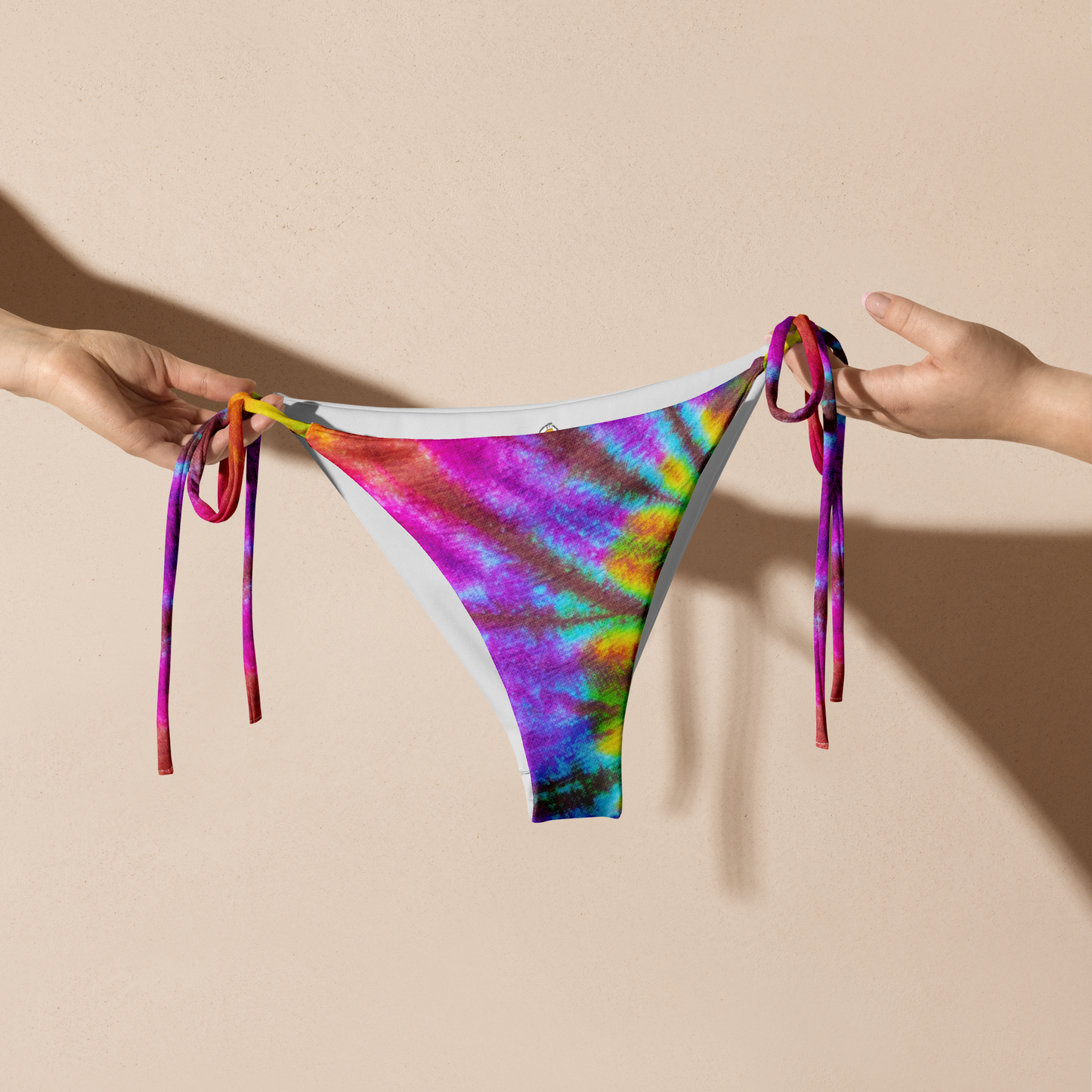 Rainbow Tie-dye Print Recycled String Bikini Bottom