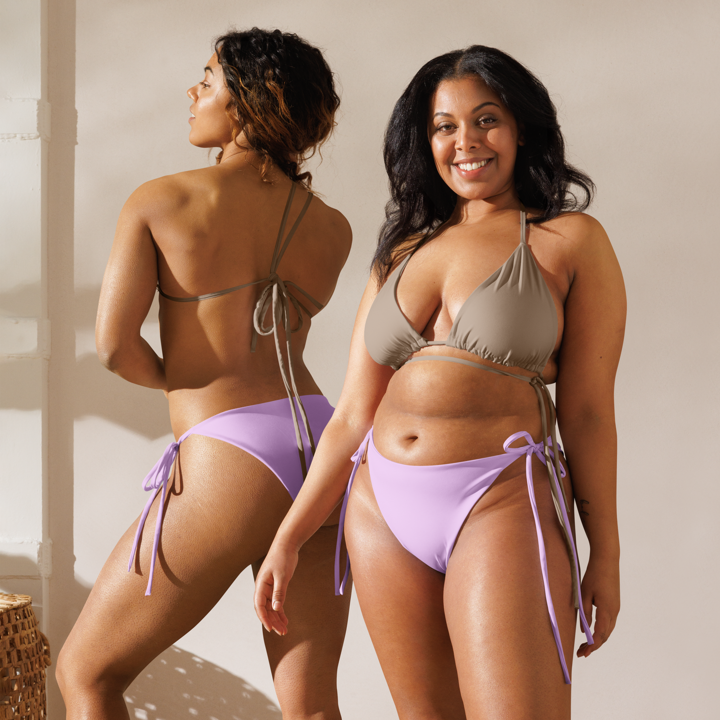 Lilac Print Recycled String Bikini Bottom