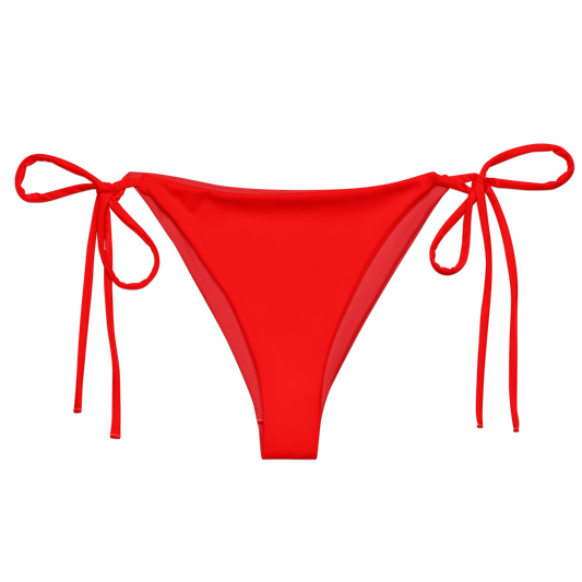 Bas de bikini string recyclé imprimé rouge Lifeguard