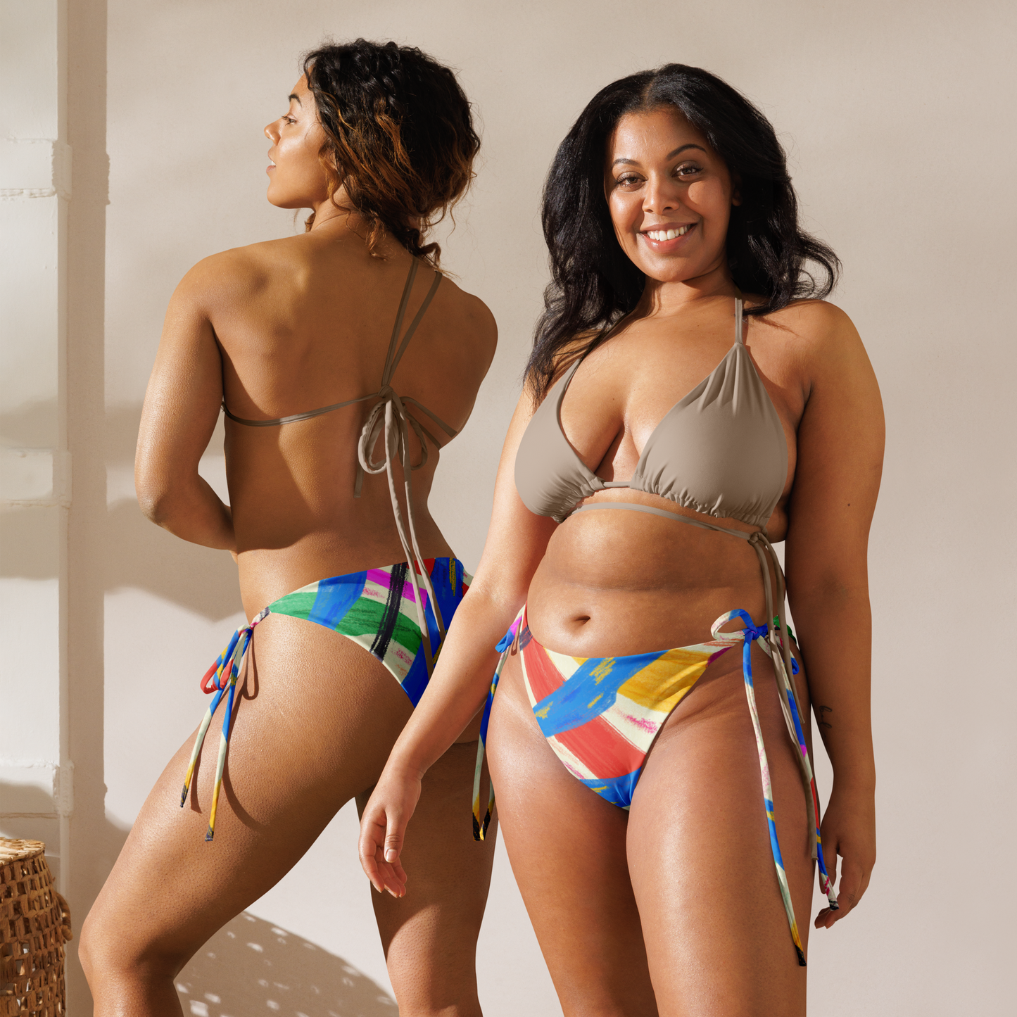 Colourful Print Recycled String Bikini Bottom