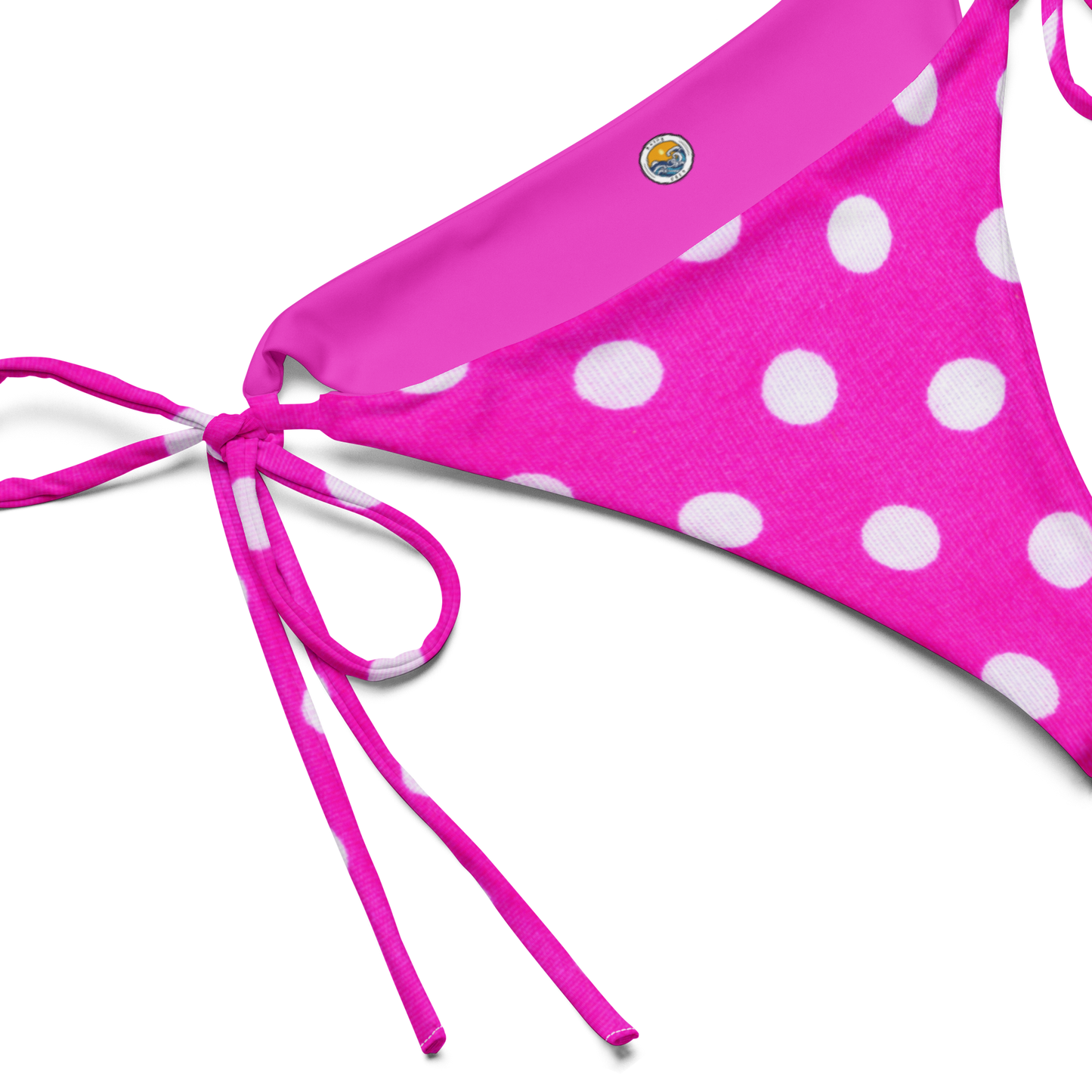 Pink Polka Dot Recycled String Bikini Bottom