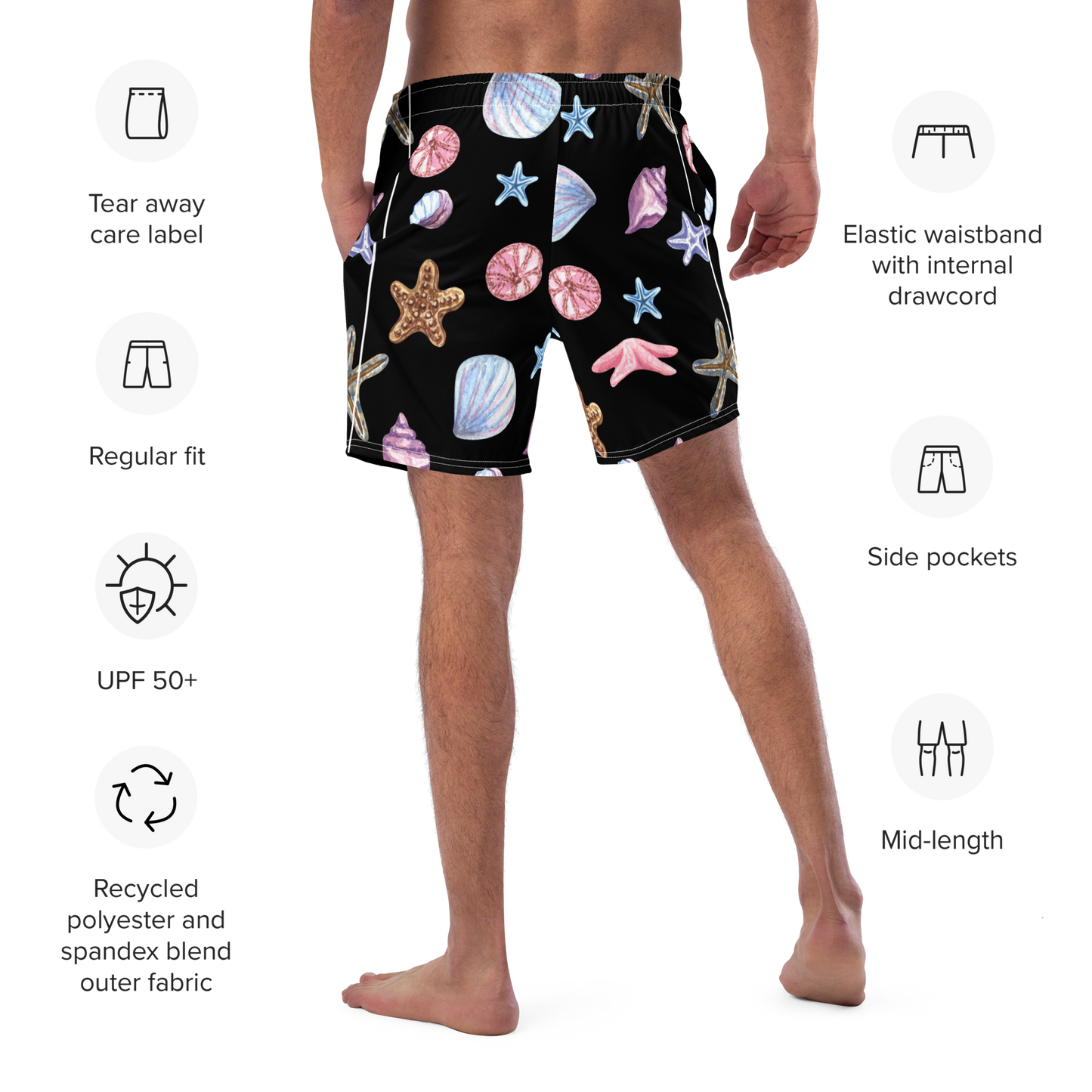 Seashell Pattern Swim Trunks