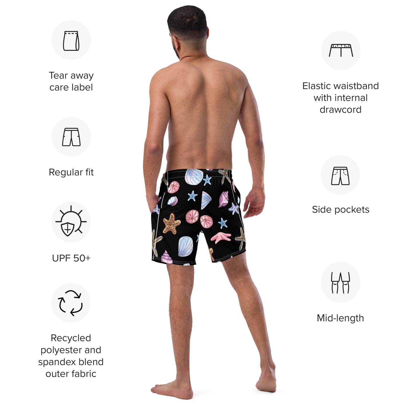 Seashell Pattern Swim Trunks