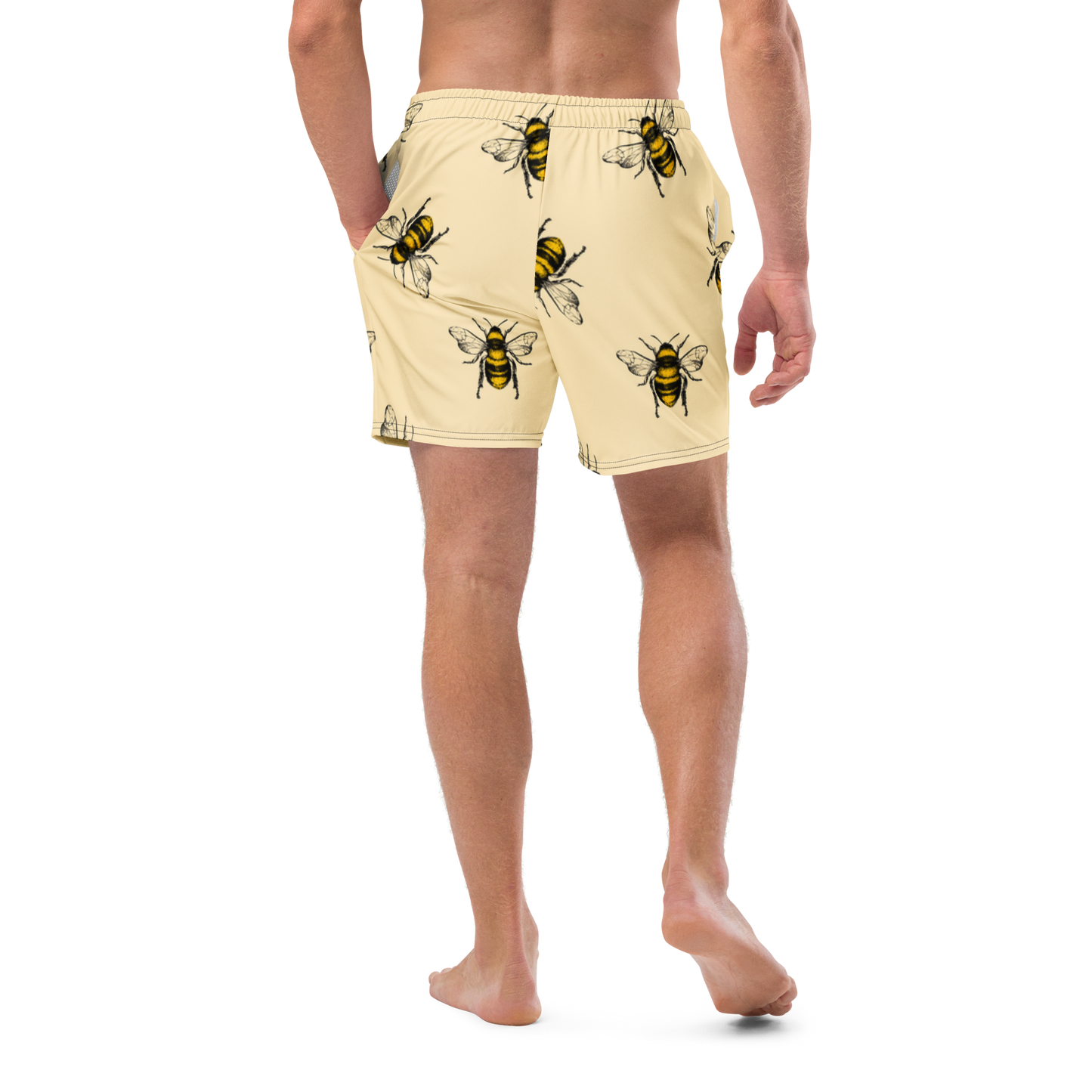 Water Bees Print Swim Trunks