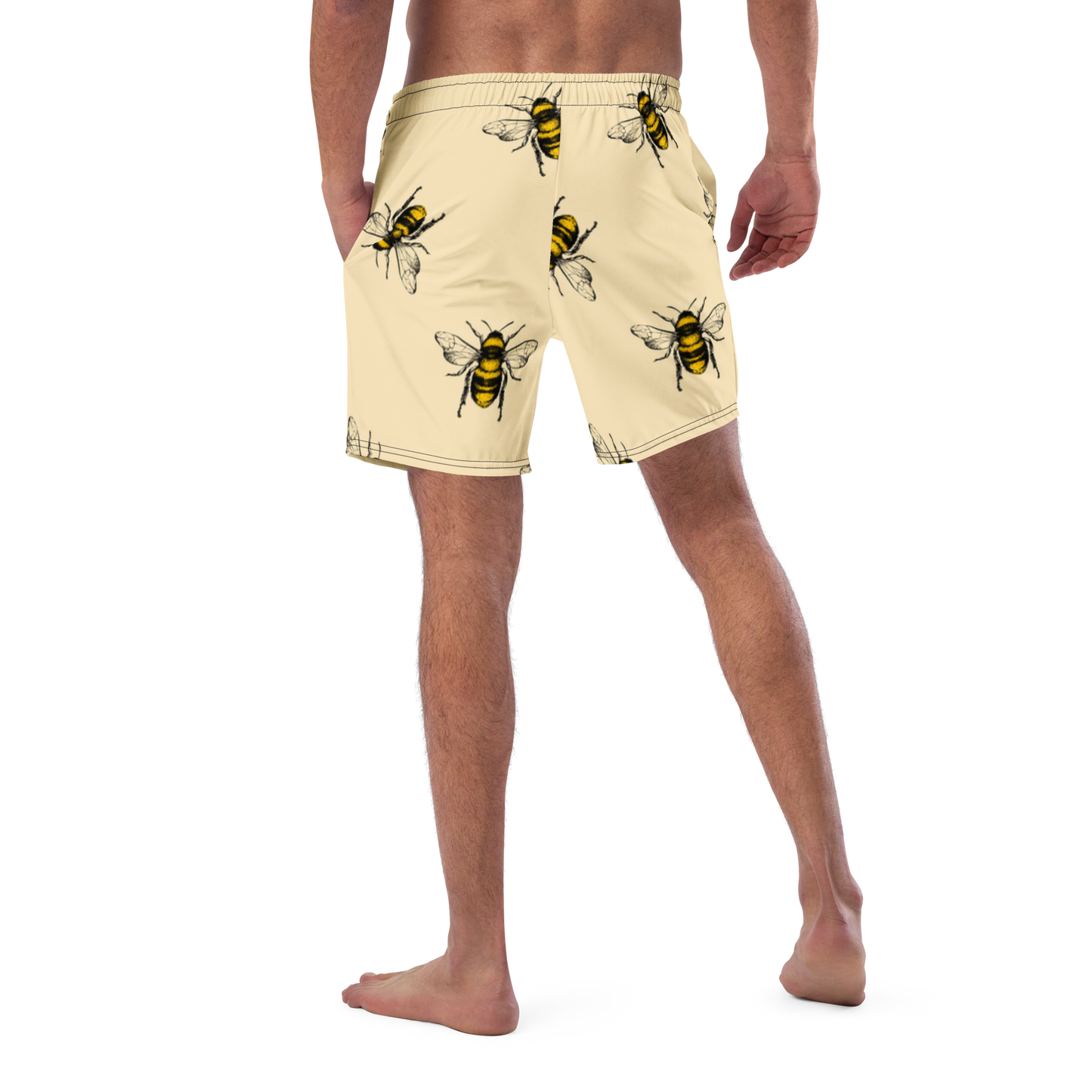 Water Bees Print Swim Trunks